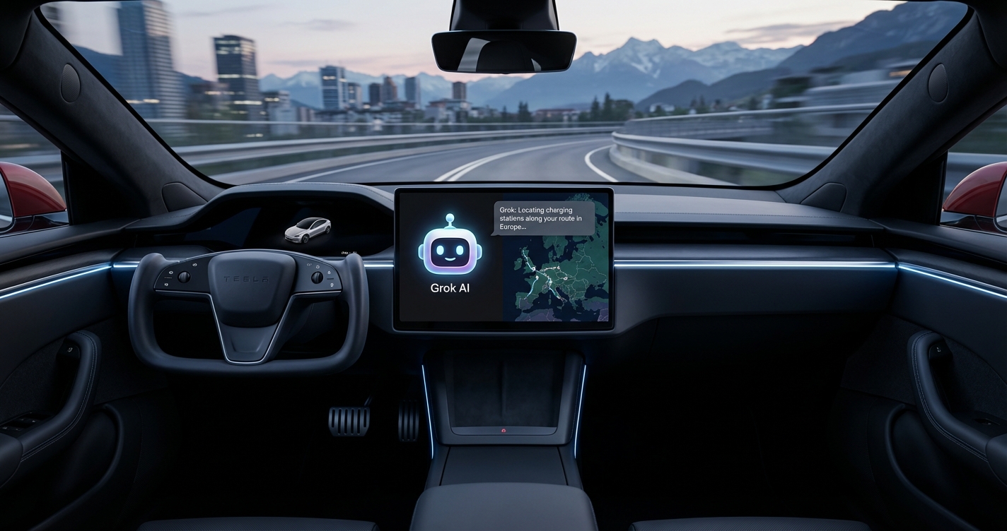 טסלה משלבת את גרוק AI ברכבים בבריטניה ובאירופה: סוכן AI משנה את חוויית הנהיגה האוטונומית